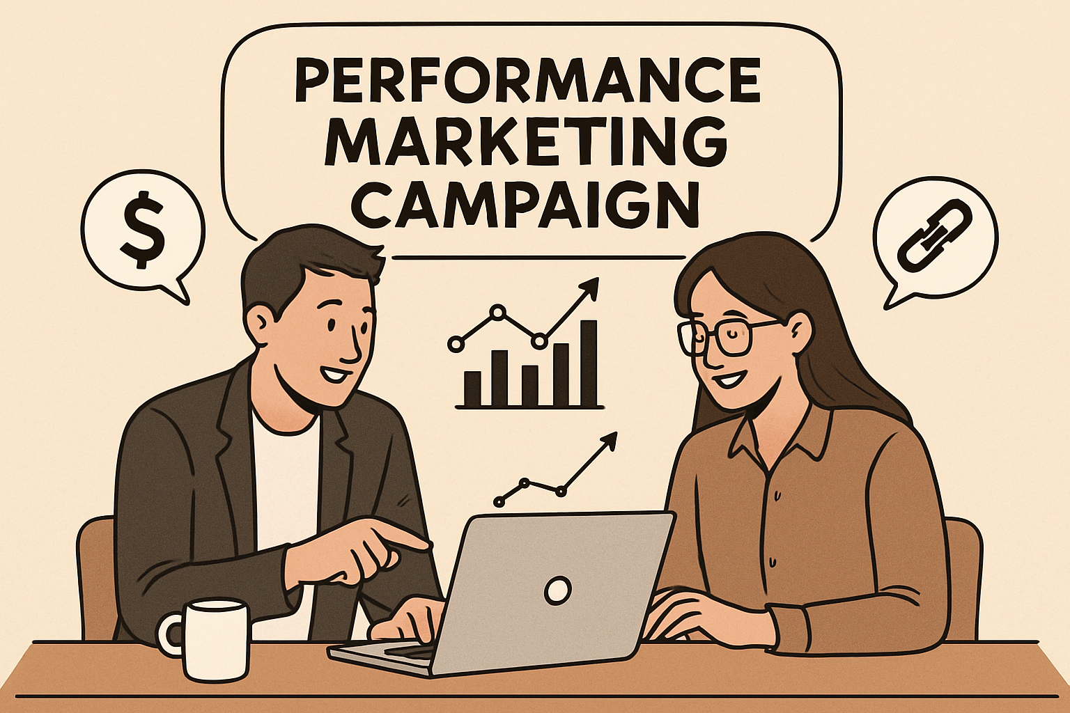 Advertiser and affiliate collaborating on a performance marketing campaign